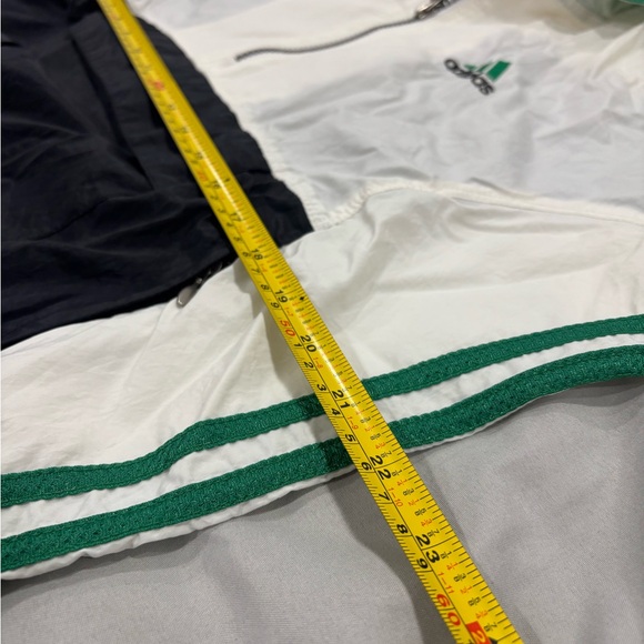 Vintage Adidas Zip Up Windbreaker Black Green And White Hooded Jacket Fleece - Picture 6 of 6
